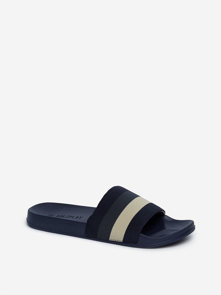 SOLEPLAY Navy Striped Slides