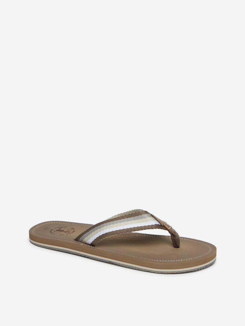 SOLEPLAY Tan Striped Flip-Flops