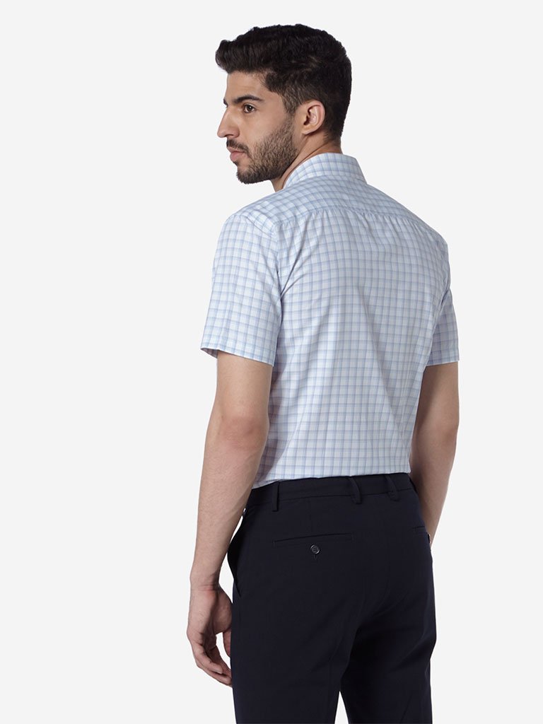 WES Formals White Checkered Relaxed Fit Shirt