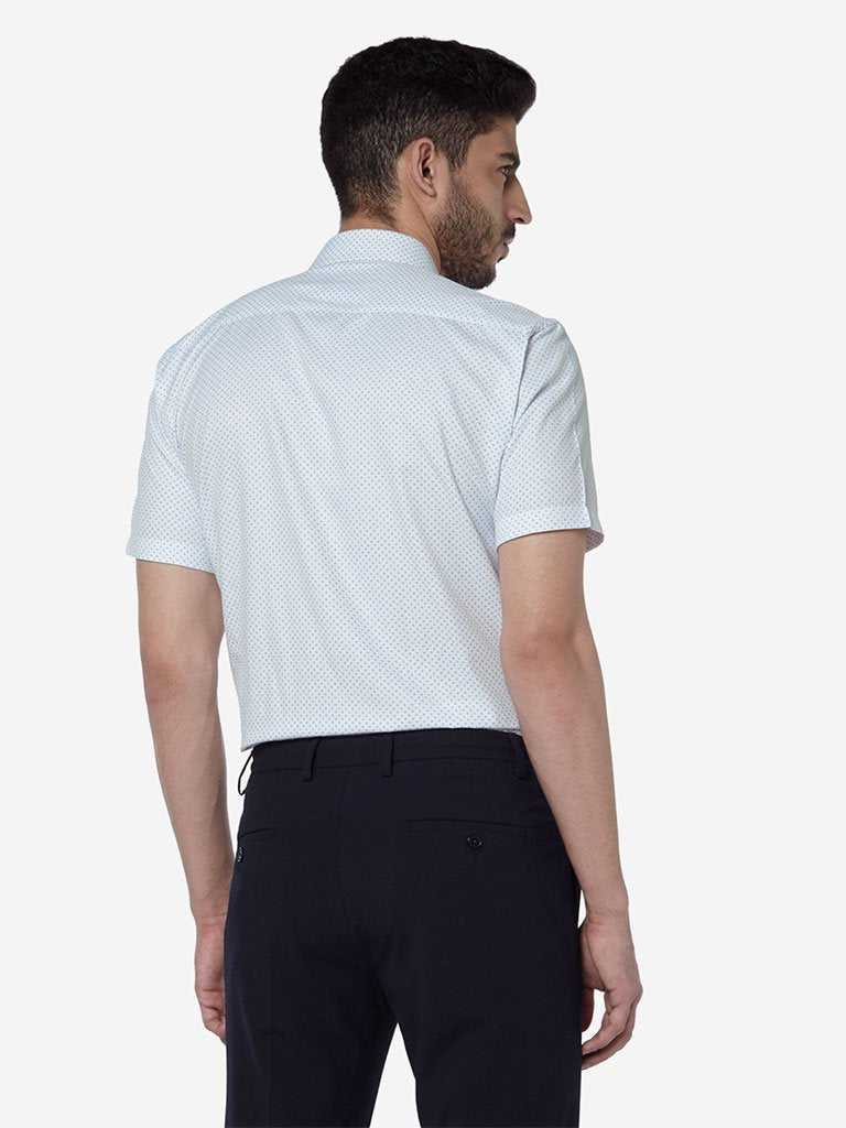 WES Formals White Printed Relaxed Fit Shirt