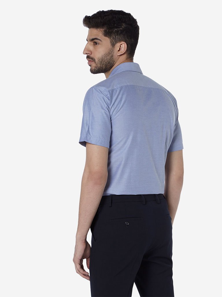 WES Formals Blue Relaxed Fit Shirt