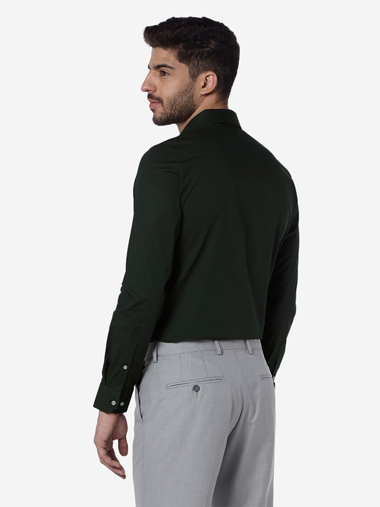 WES Formals Olive Ultra-Slim Fit Shirt