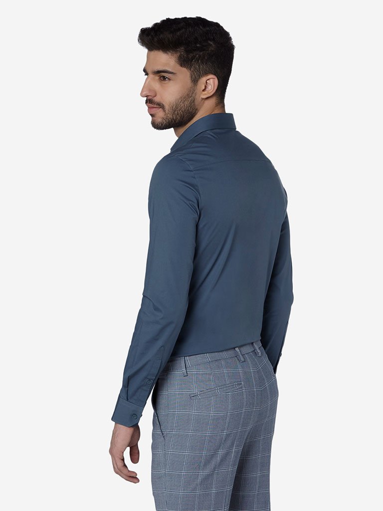 WES Formals Blue Ultra-Slim Fit Shirt