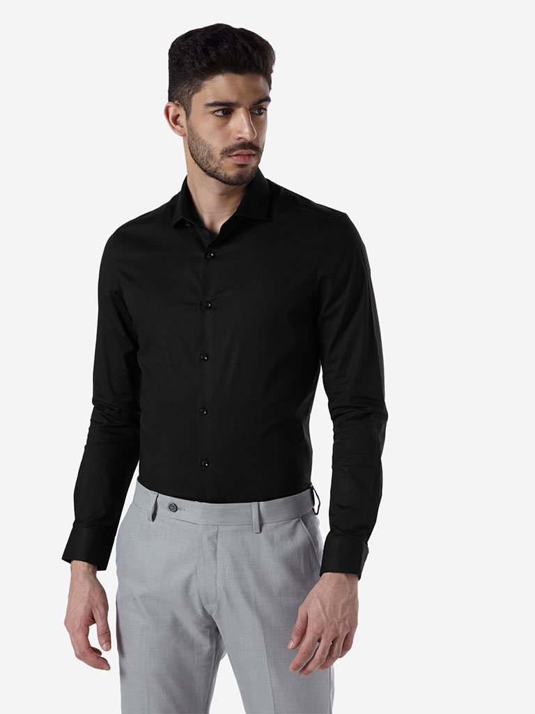 WES Formals Black Ultra-Slim Fit Shirt