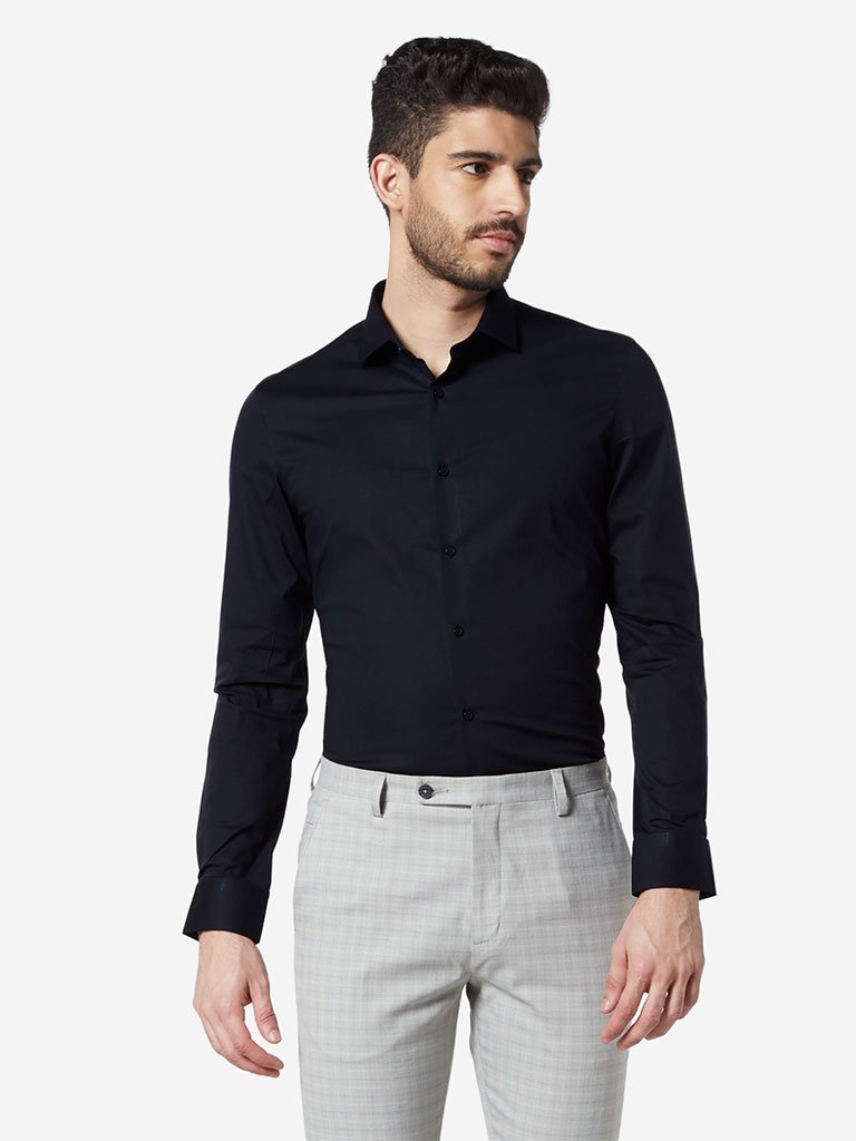 WES Formals Navy Ultra-Slim Fit Shirt