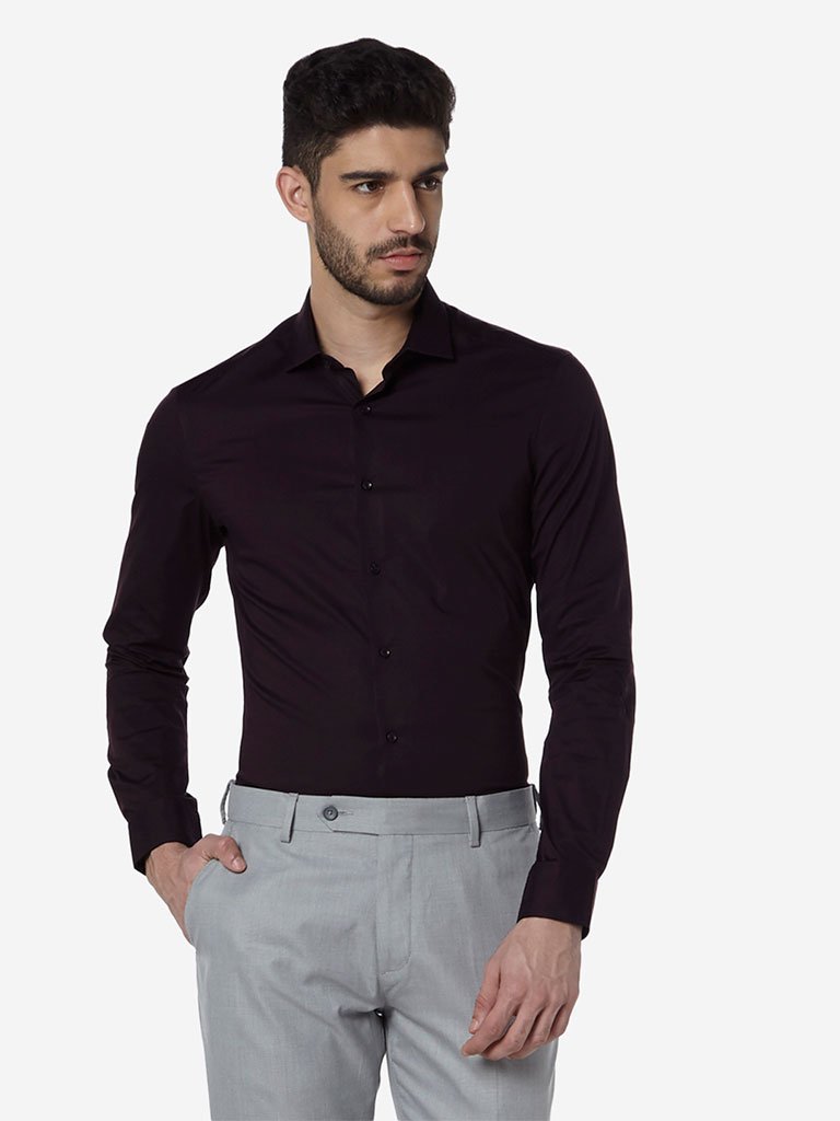 WES Formals Aubergine Ultra-Slim Fit Shirt