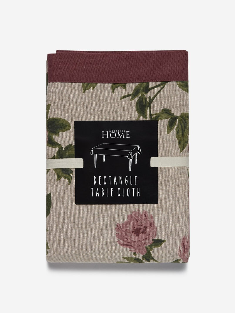 Westside Home Soft Pink Floral Print Rectangular Table Cloth