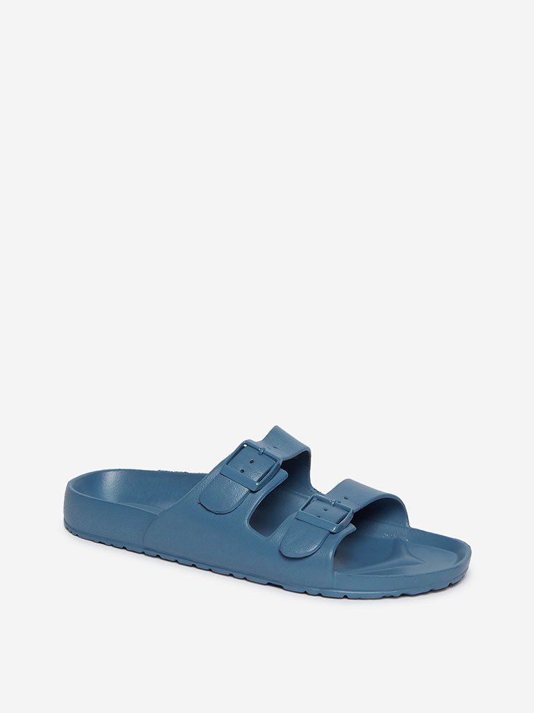 SOLEPLAY Blue Double Buckle Slides