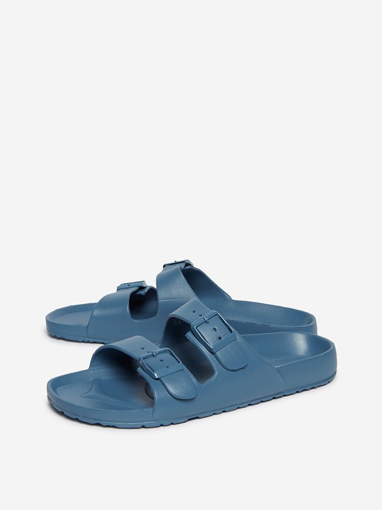 SOLEPLAY Blue Double Buckle Slides