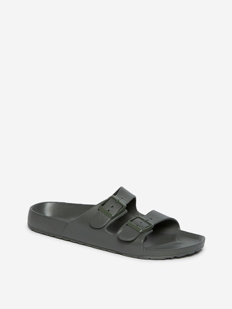 SOLEPLAY Grey Double Buckle Slides