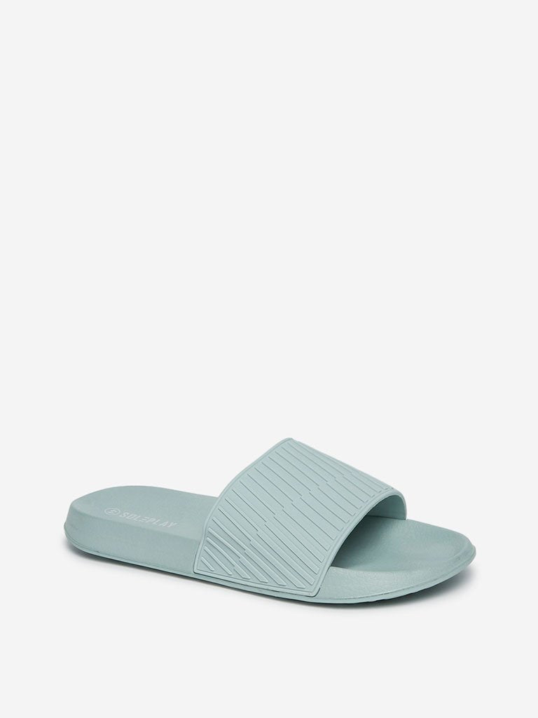 SOLEPLAY Mint-Green Self-Patterned Pool Slides