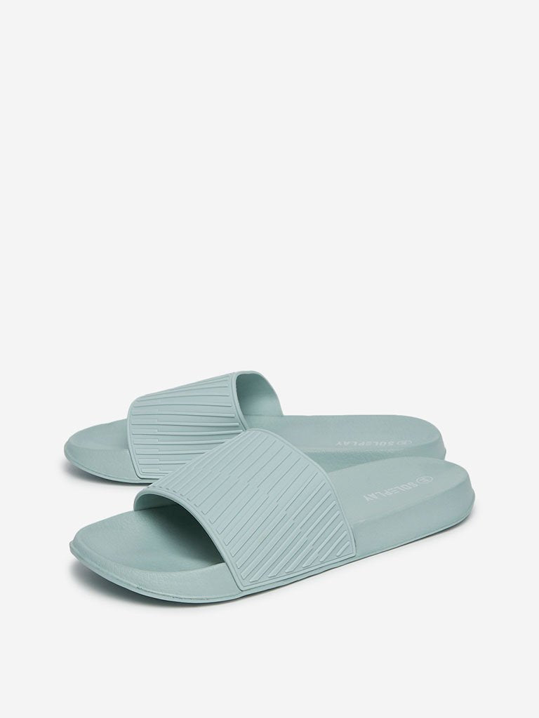 SOLEPLAY Mint-Green Self-Patterned Pool Slides