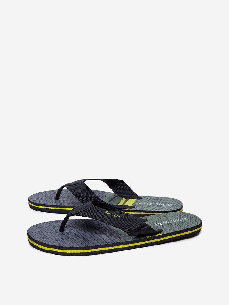 SOLEPLAY Olive Striped Flip-Flops