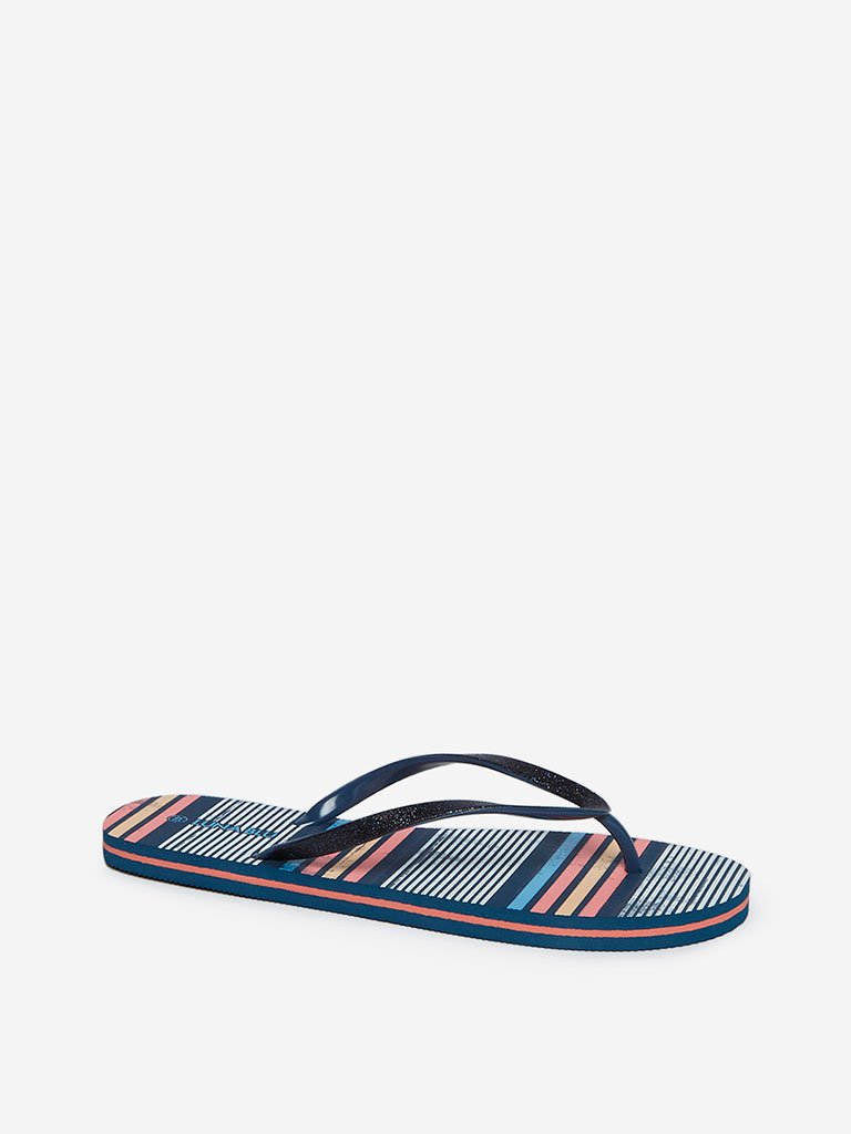 LUNA BLU Navy Striped Flip-Flops