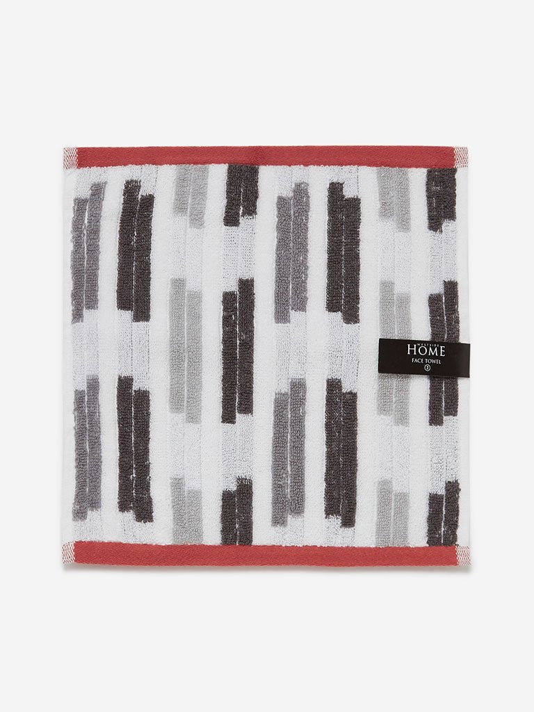 Westside Home Grey Striped 500 GSM Face Towels Set Of Two