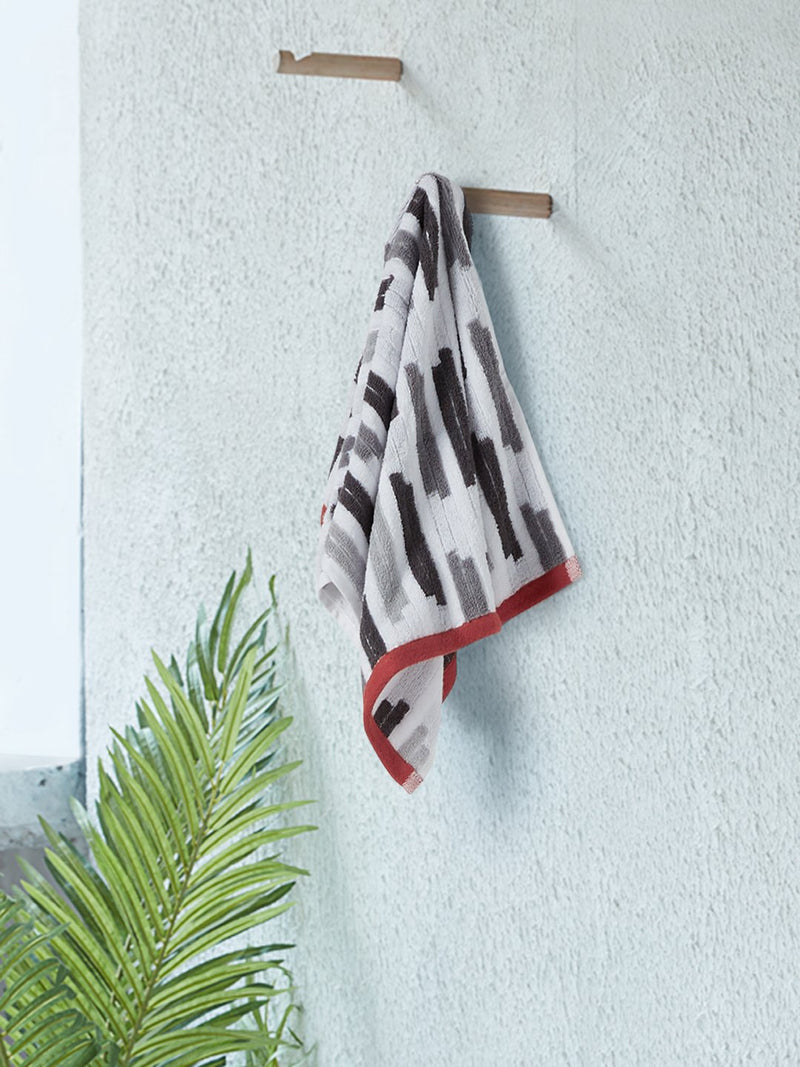Westside Home Grey Stripe Printed 500 GSM Hand Towel