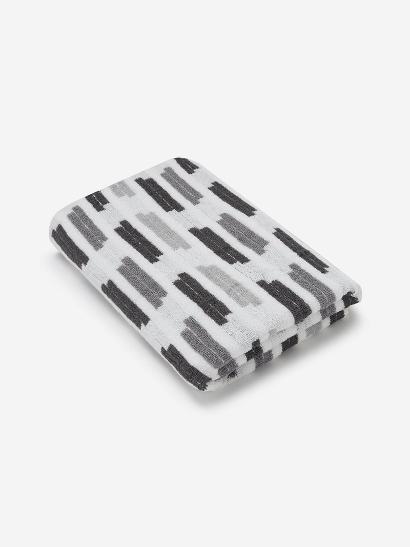 Westside Home Grey Stripe Printed 500 GSM Bath Towel