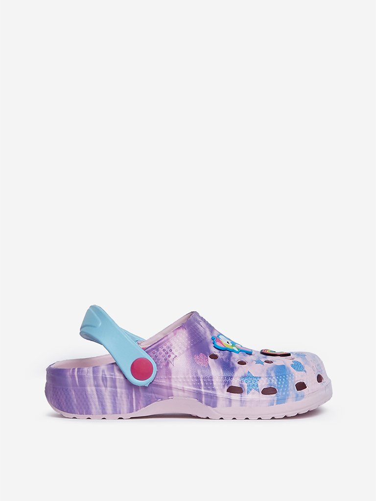 Yellow Kids Pink Rainbow-Detailed Clogs