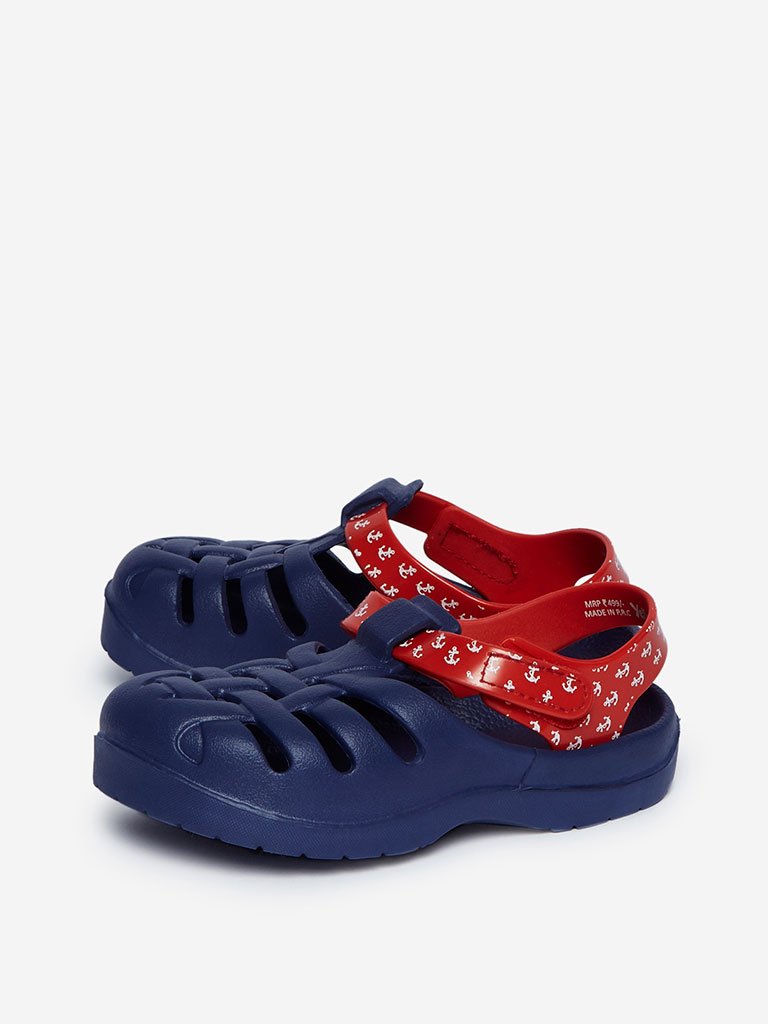 Yellow Kids Navy Criss-Cross Detailed Clogs