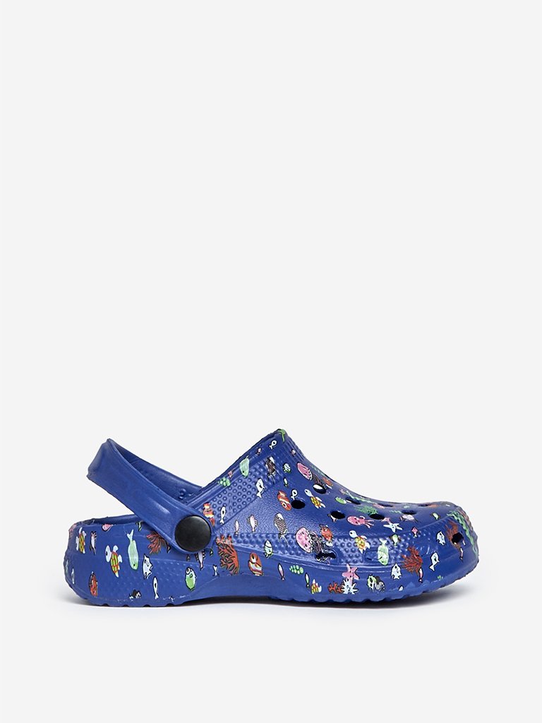Yellow Blue Sea Life Printed Clogs