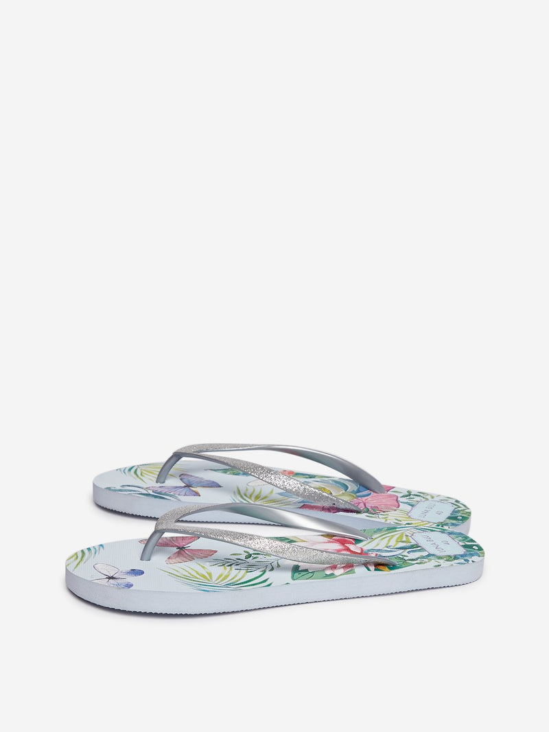 LUNA BLU Light Blue Tropical Printed Flip-Flops