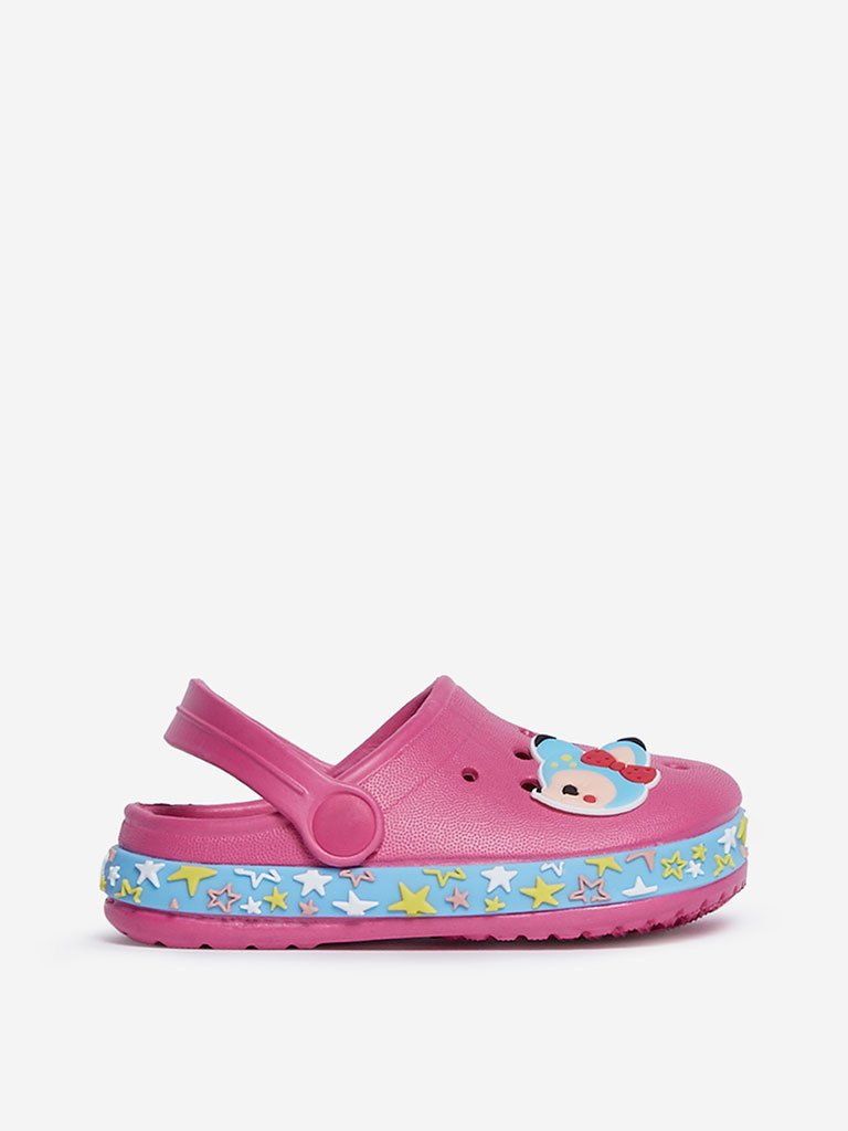Yellow Kids Pink Deer-Detailed Clogs