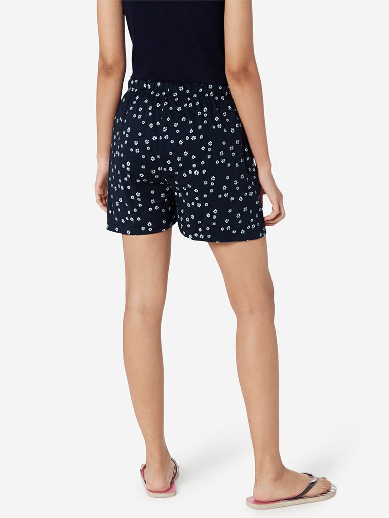 Wunderlove Navy Floral Printed Shorts