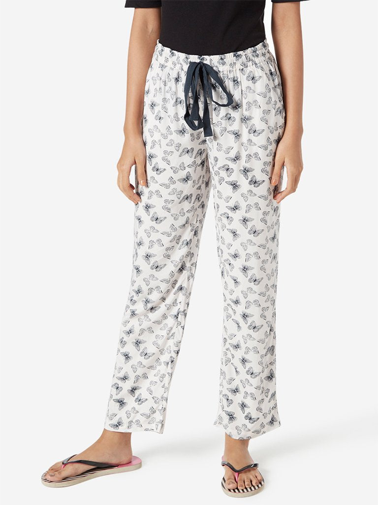 Wunderlove White Butterfly Print Pyjamas