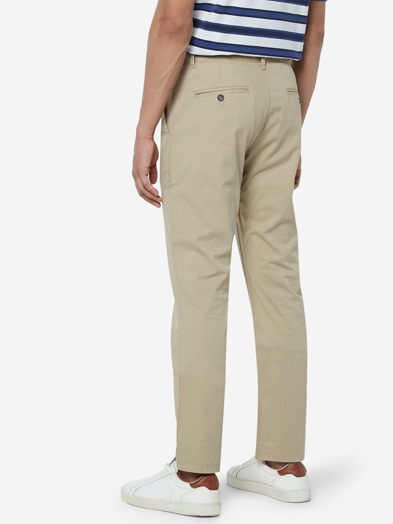 WES Casuals Beige Relaxed Fit Chinos