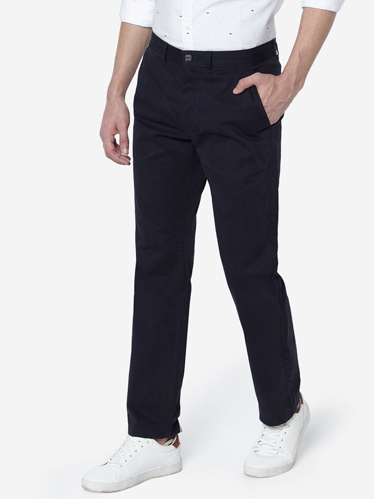 WES Casuals Navy Relaxed-Fit Chinos