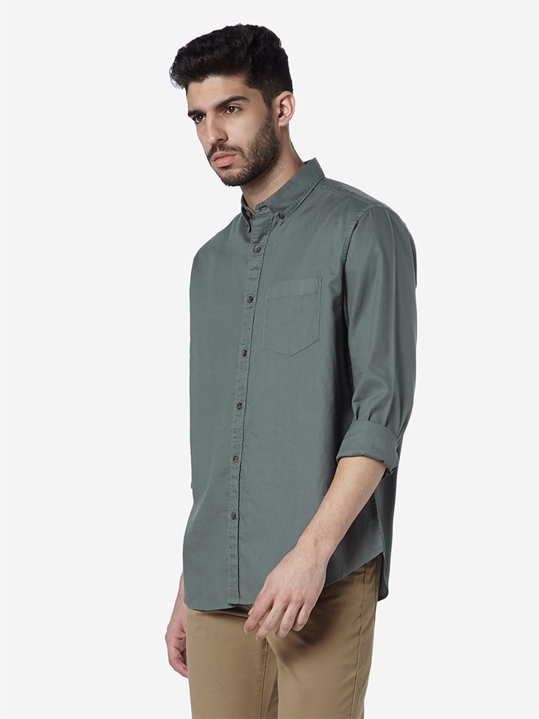 WES Casuals Light Olive Relaxed Fit Shirt