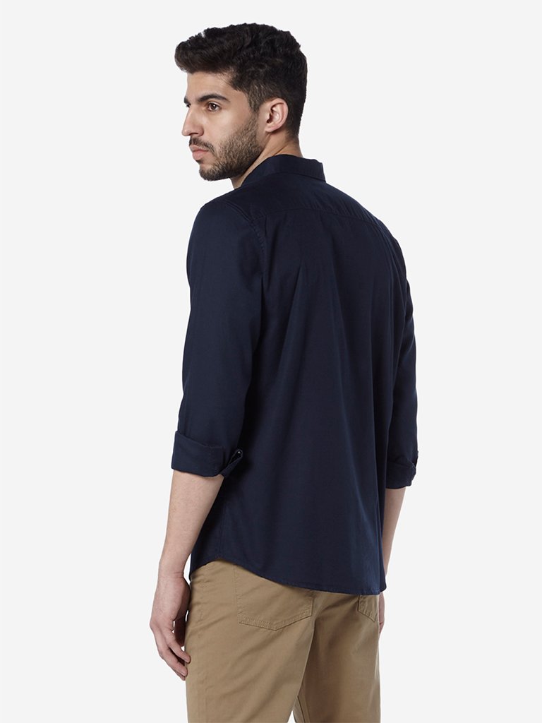 WES Casuals Navy Slim Fit Shirt