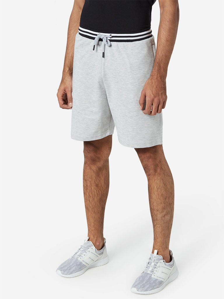 Studiofit Grey Melange Slim-Fit Shorts