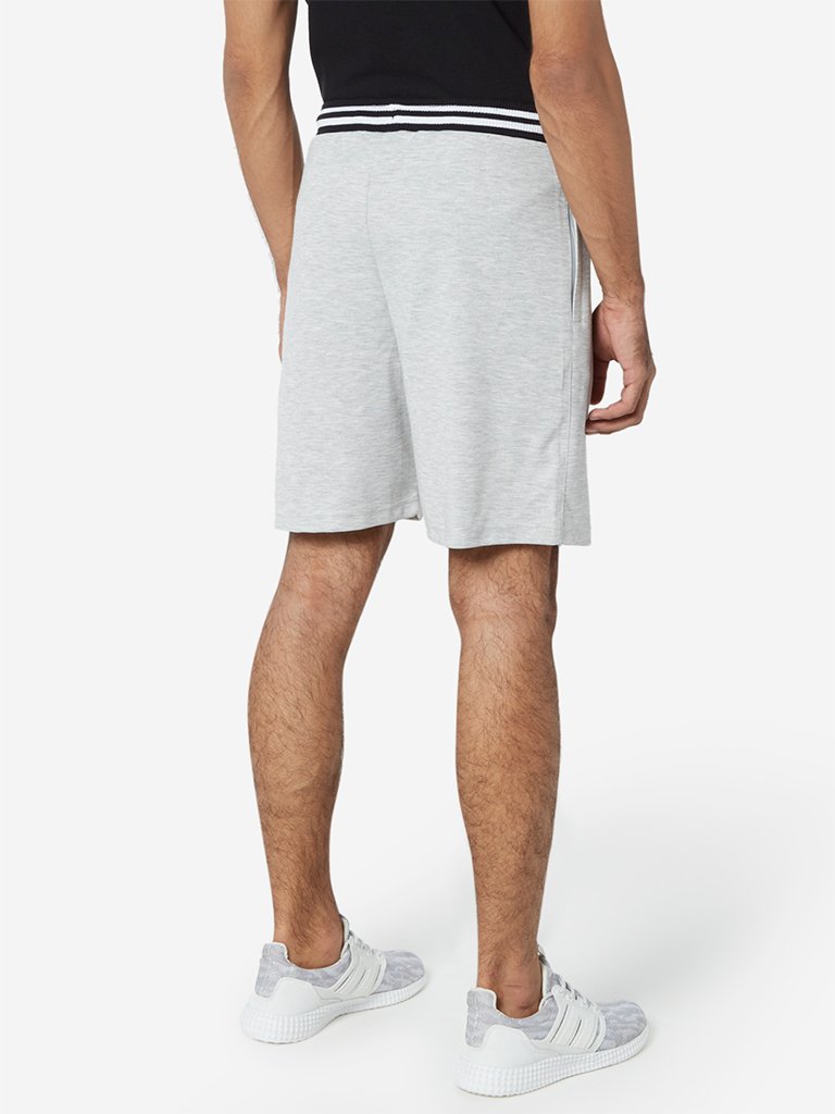 Studiofit Grey Melange Slim-Fit Shorts