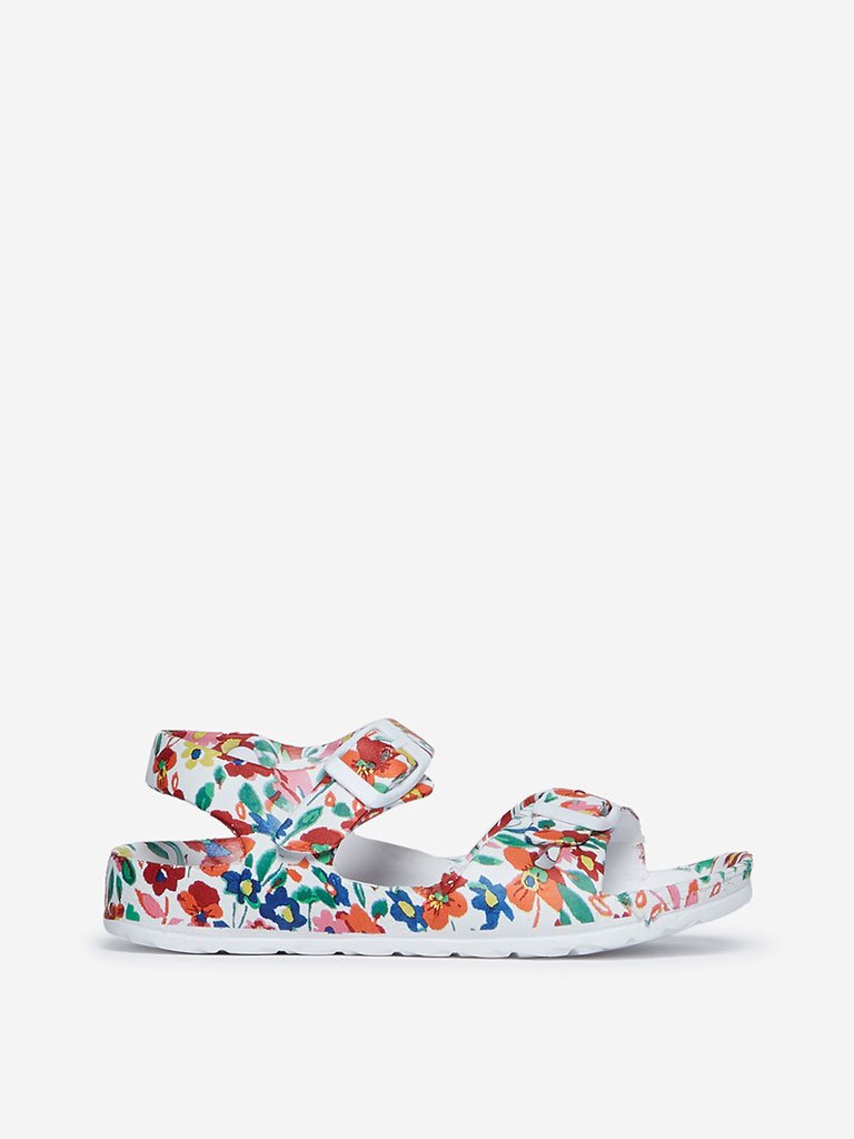 Yellow Kids Multicolour Floral Printed Sandals