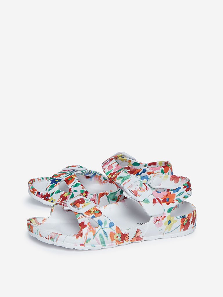 Yellow Kids Multicolour Floral Printed Sandals