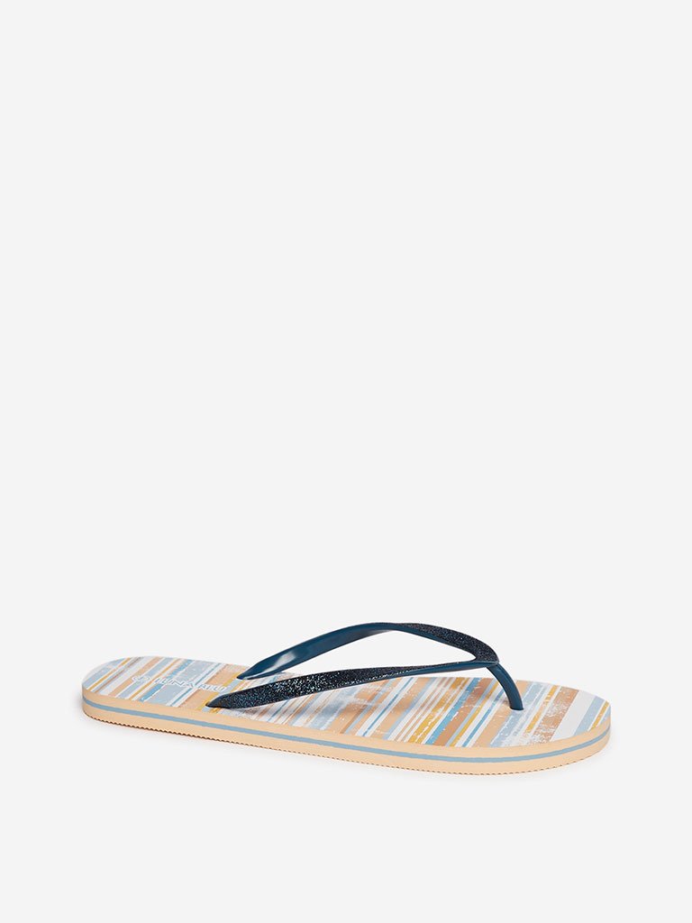 LUNA BLU Navy Striped Flip-Flops