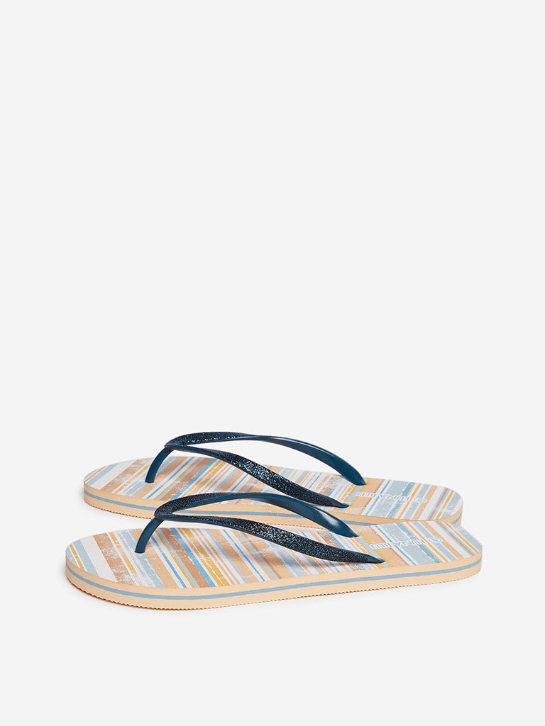 LUNA BLU Navy Striped Flip-Flops
