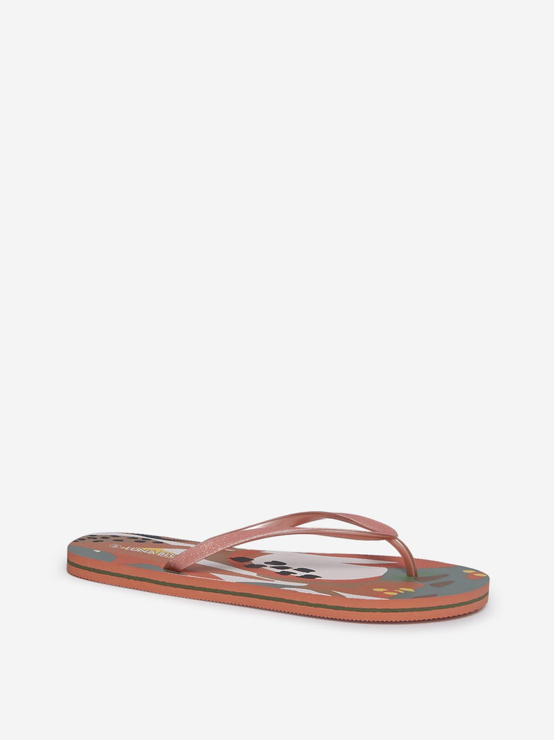 LUNA BLU Coral Abstract Printed Flip-Flops
