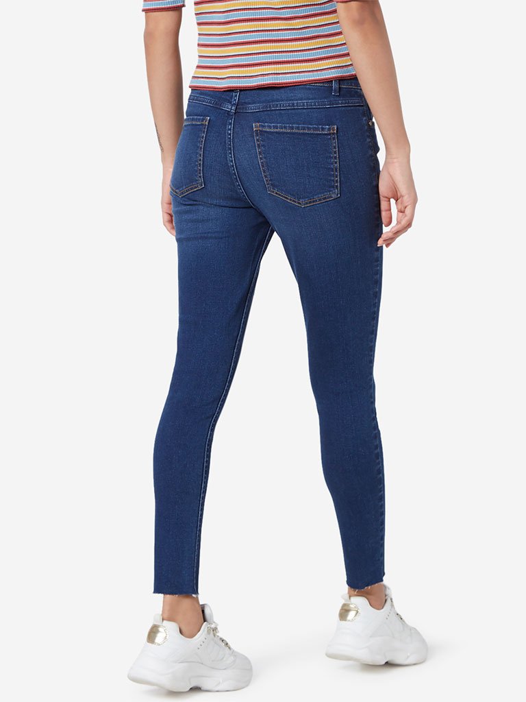 Nuon Dark Blue Skinny Fit Mid Waist Jeans