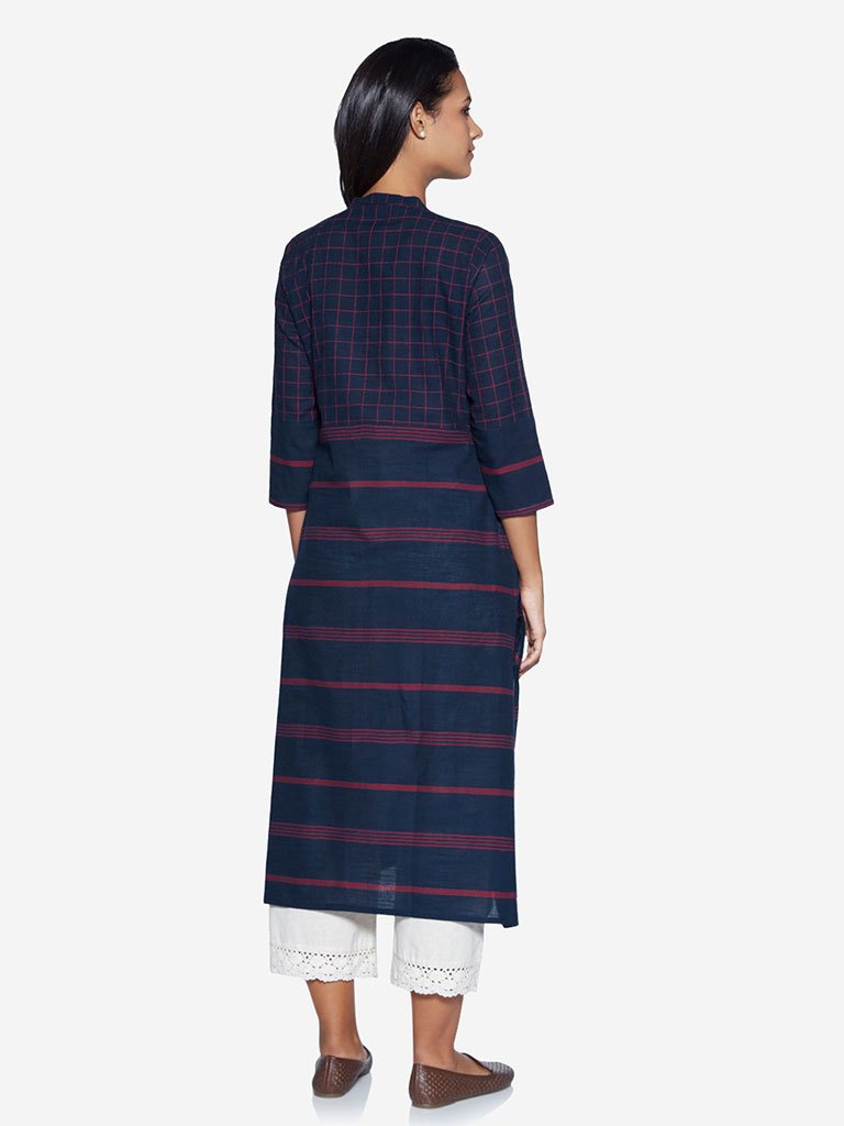 Utsa Indigo Striped A-Line Kurta
