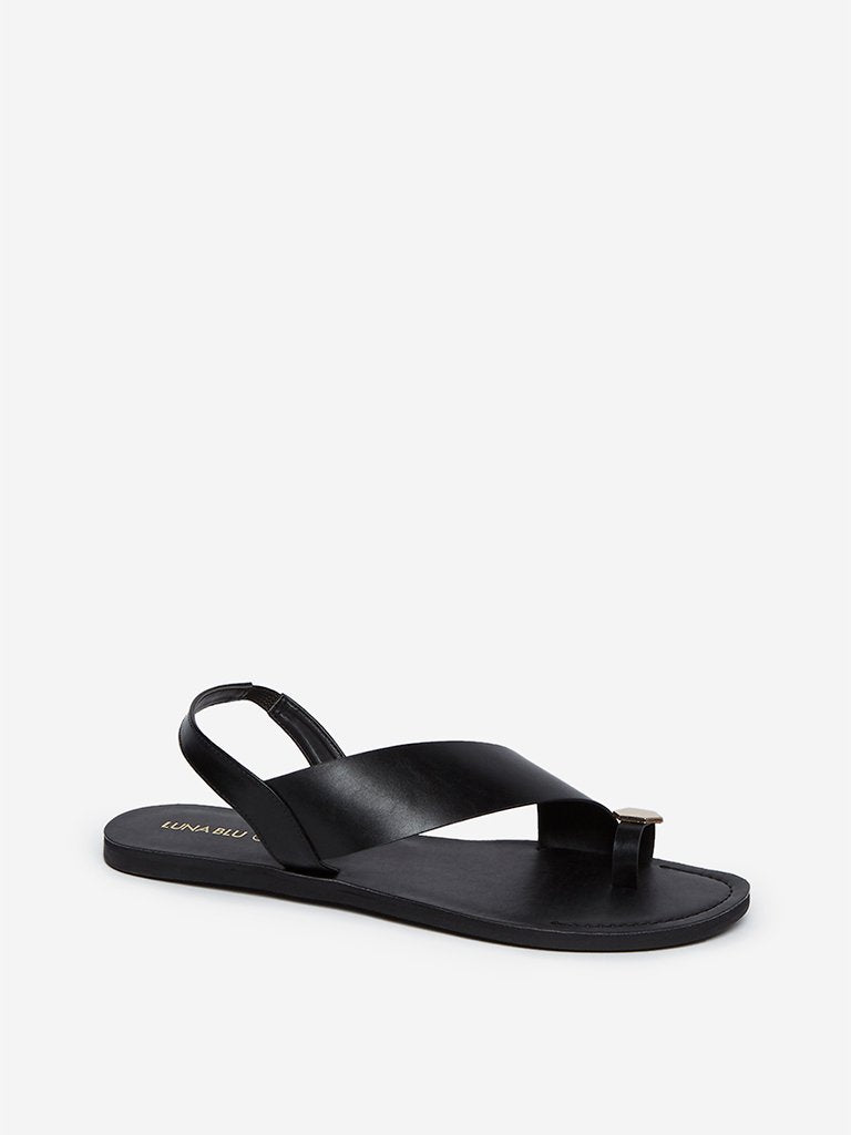 LUNA BLU Black Hardware Pattern Sandals