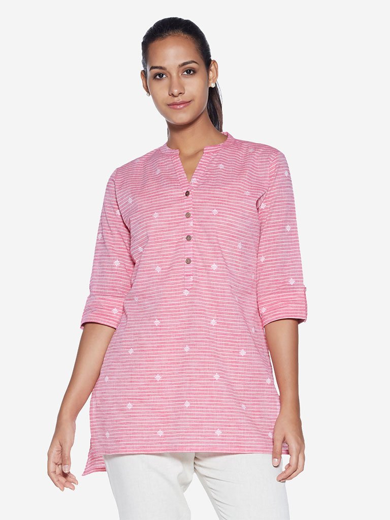 Utsa Pink Pure Cotton High-Low Kurti