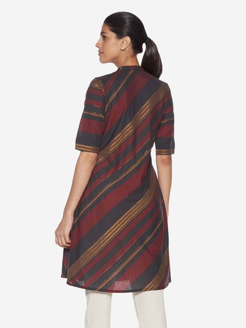 Utsa Multicolour Stripe Print A-line Kurti