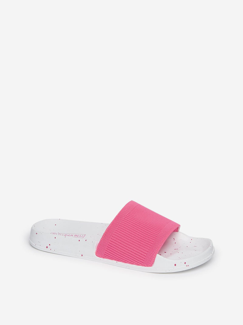 LUNA BLU White Splatter Print Pool Slides