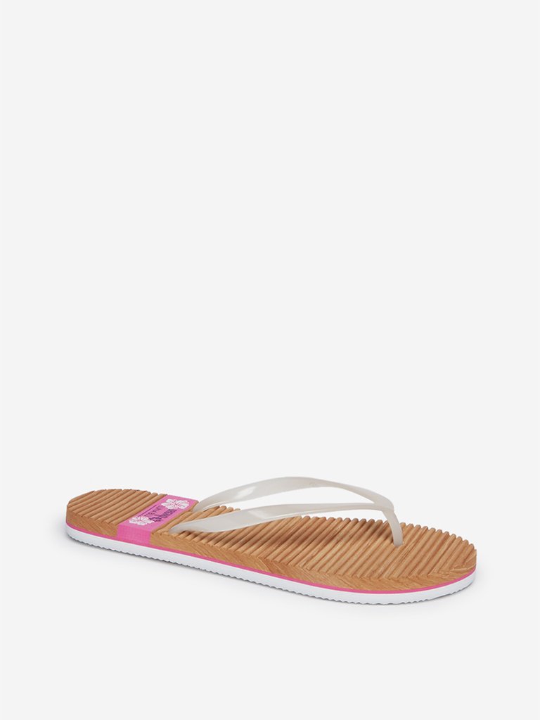 LUNA BLU Beige Holographic Flip-Flops
