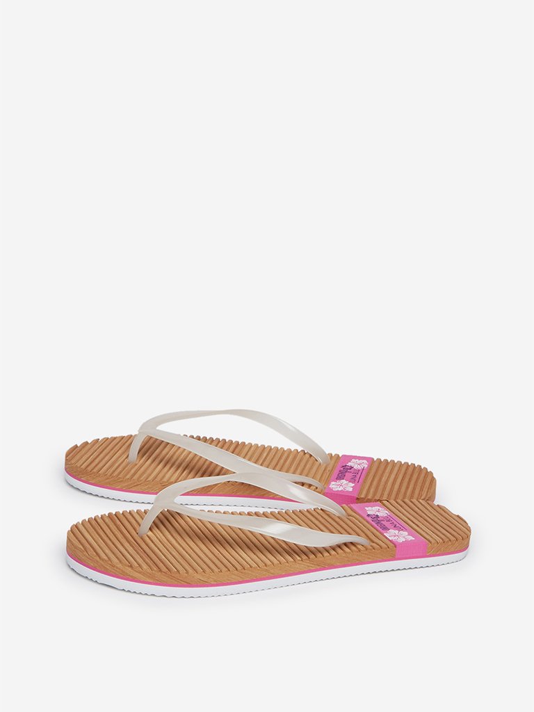 LUNA BLU Beige Holographic Flip-Flops