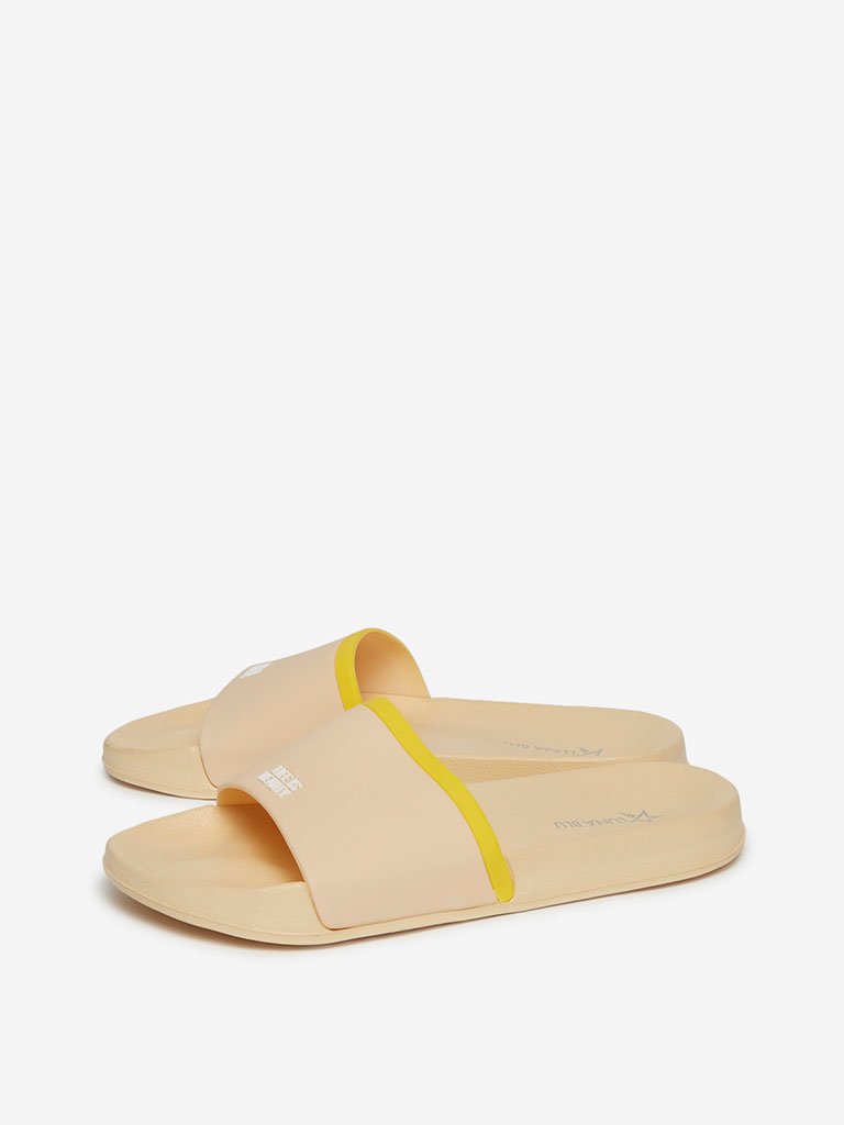 LUNA BLU Light Yellow Text Pattern Slides