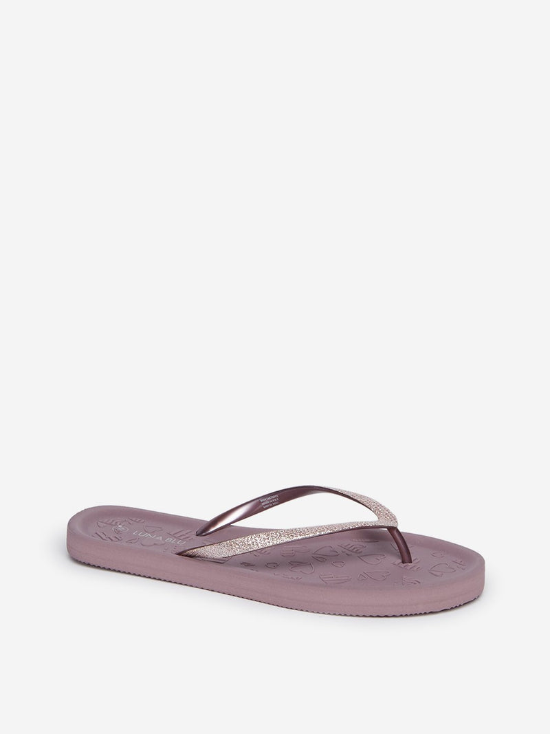 LUNA BLU Lilac Embossed Flip-Flops