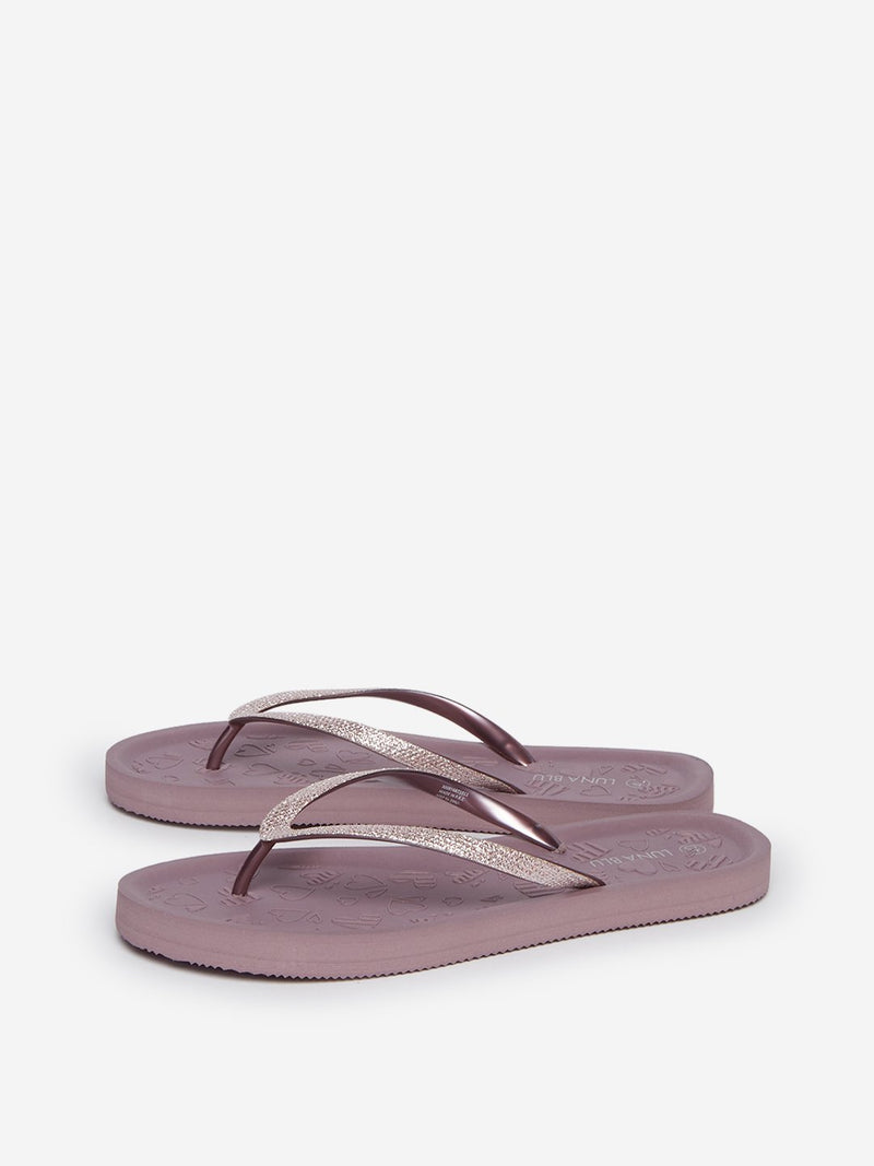 LUNA BLU Lilac Embossed Flip-Flops